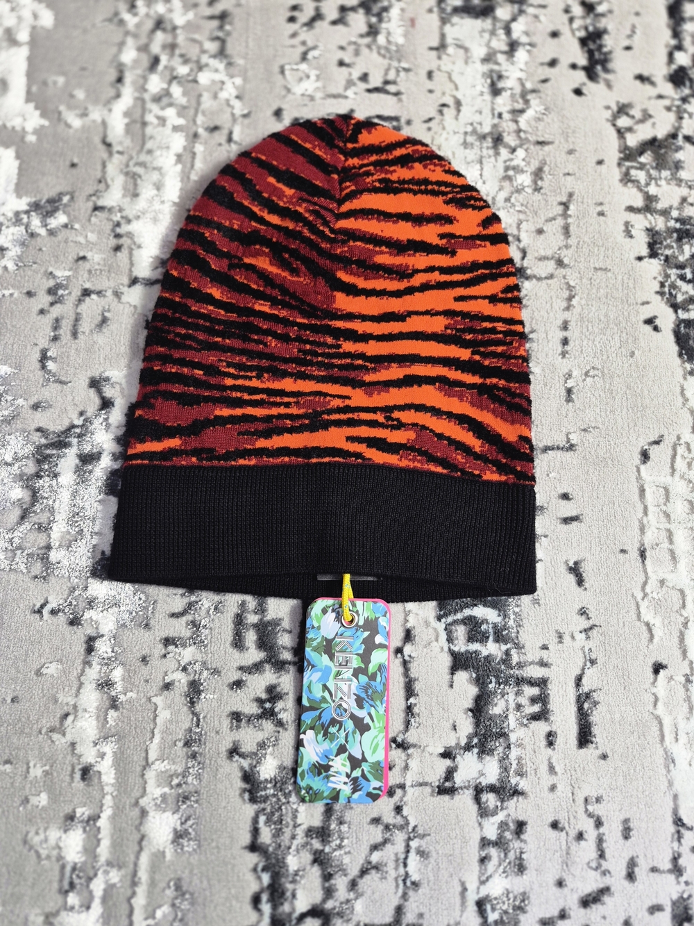 Kenzo x H&M Limited Edition Tiger Stripe Beanie Hat Green Black Wool Blend OneS